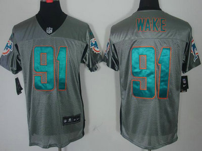 Nike Miami Dolphins 91 Cameron Wake Grey Shadow NFL Jerseys