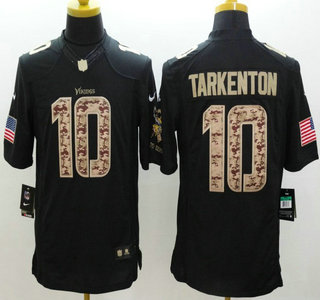 Nike Minnesota Vikings #10 Fran Tarkenton Salute to Service Black Limited Jersey