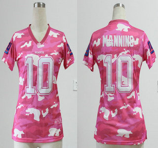 Nike New York Giants #10 Eli Manning Fashion 2013 New Pink Camo Women's Jersey