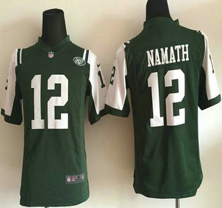 Nike New York Jets #12 Joe Namath Green Game Kids Jersey
