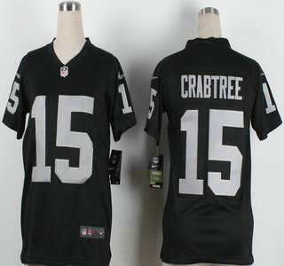 Nike Oakland Raiders #15 Michael Crabtree Black Game Kids Jersey