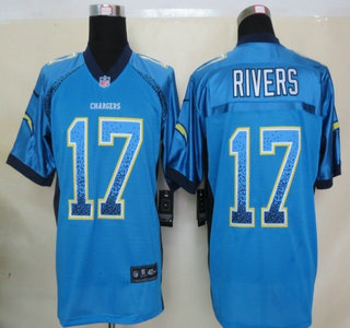 Nike San Diego Chargers #17 Philip Rivers Drift Fashion Blue Elite Jersey