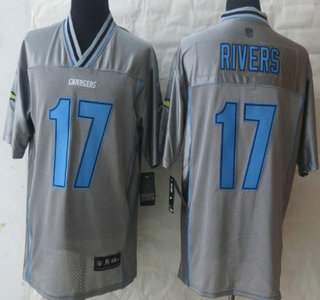 Nike San Diego Chargers #17 Philip Rivers Grey Vapor Elite Jersey