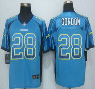 Nike San Diego Chargers #28 Melvin Gordon Drift Fashion Blue Elite Jersey