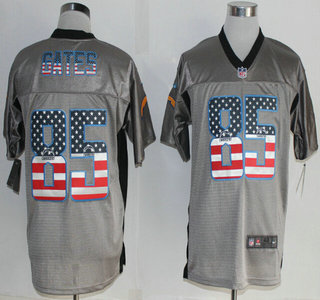 Nike San Diego Chargers #85 Antonio Gates 2014 USA Flag Fashion Gray Elite Jersey