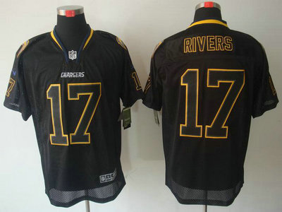 Nike San Diego Chargers 17 Philip Rivers Lights Out Black Jerseys