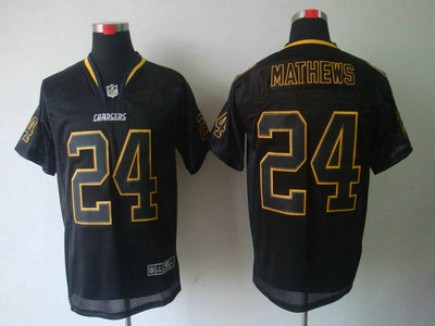 Nike San Diego Chargers 24 Ryan Mathews Lights Out Black Elite Jerseys