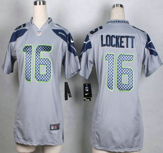 Nike Seattle Seahawks #16 Tyler Lockett Grey Game Womens Jersey