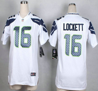 Nike Seattle Seahawks #16 Tyler Lockett White Game Womens Jersey