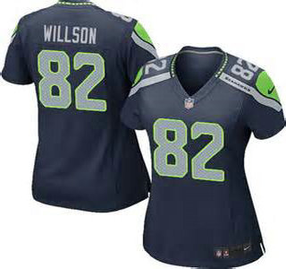 Nike Seattle Seahawks #82 Luke Willson Navy Blue Game Womens Jersey