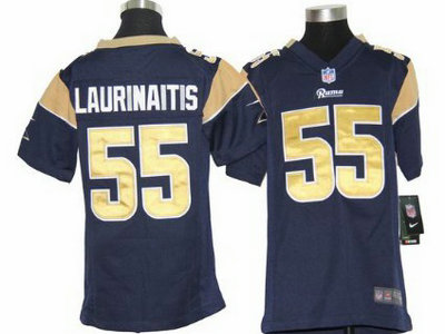 Nike St. Louis Rams 55 James Laurinaitis Navy Blue Game Kids Jersey