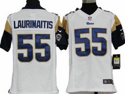Nike St. Louis Rams 55 James Laurinaitis White Game Kids Jersey