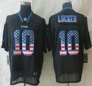 Nike Tennessee Titans #10 Jake Locker 2014 USA Flag Fashion Black Elite Jersey