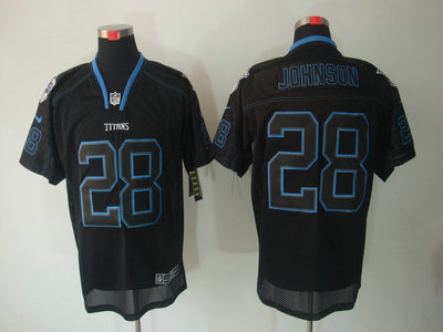 Nike Tennessee Titans 28 Chris Johnson Lights Out Black Elite Jersey
