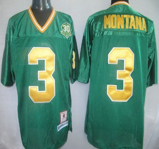Notre Dame Fighting Irish #3 Joe Montana Green Throwback Jersey