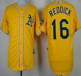 Oakland Athletics #16 Josh Reddick Yellow Cool Base Jersey