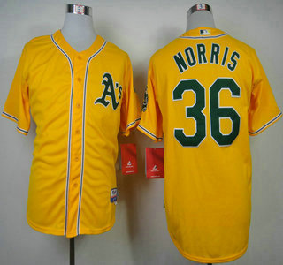 Oakland Athletics #36 Derek Norris Yellow Jersey