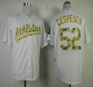 Oakland Athletics #52 Yoenis Cespedes Camo Number White Jersey