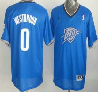 Oklahoma City Thunder #0 Russell Westbrook Blue Revolution 30 Swingman Jersey 2013 Christmas Style