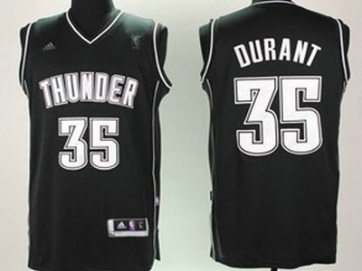 Oklahoma City Thunder 35 Kevin Durant Black With White Jersey