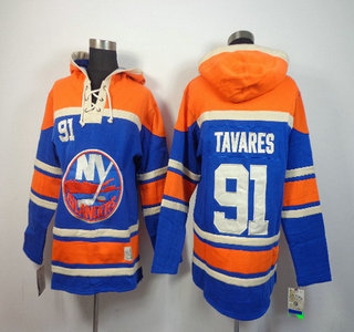 Old Time Hockey New York Islanders #91 John Tavares Light Blue Hoody