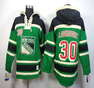 Old Time Hockey New York Rangers #30 Henrik Lundqvist Green Hoody
