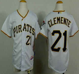 Pittsburgh Pirates #21 Roberto Clemente White Kids Jersey