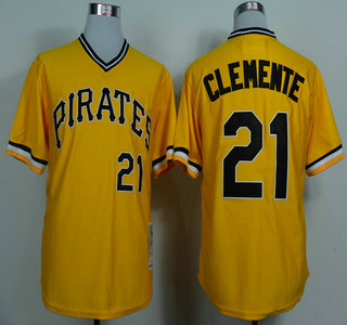 Pittsburgh Pirates #21 Roberto Clemente Yellow 1971 Throwback Jersey