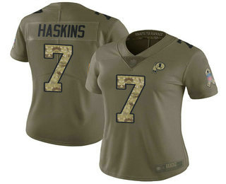 Redskins #7 Dwayne Haskins Olive Camo Women's Stitched Football Limited 2017 Salute to Service Jersey