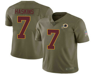 Redskins #7 Dwayne Haskins Olive Men's Stitched Football Limited 2017 Salute To Service Jersey