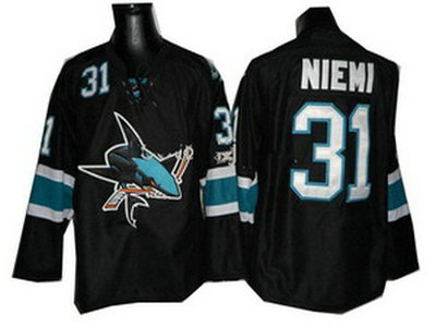 San Jose Sharks Ice Hockey 31 Antti Niemi Black Jerseys
