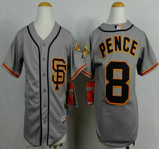 San Francisco Giants #8 Hunter Pence Gray SF Kids Jersey