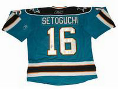 San Jose Sharks 16 Devin Setoguchi Blue Jersey