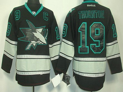San Jose Sharks 19 Joe Thornton 2012 Black Ice Jersey