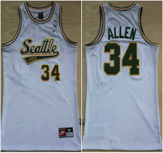Seattle Supersonics #34 Ray Allen White AU Swingman Jersey