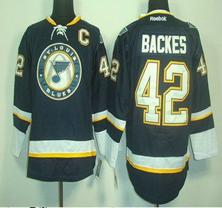 St. Louis Blues #42 David Backes Dark Blue Third Jersey