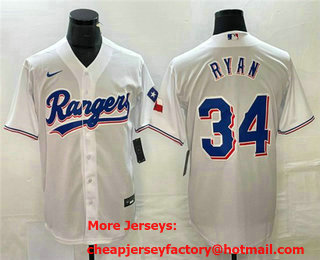 Texas Rangers #34 Nolan Ryan White Cool Base Jersey