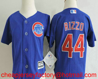 Toddler Chicago Cubs #44 Anthony Rizzo Royal Blue Stitched MLB Cool Base Jersey