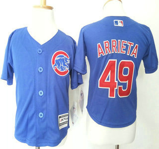 Toddler Chicago Cubs #49 Jake Arrieta Alternate Blue 2015 MLB Cool Base Jersey