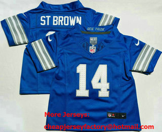 Toddler Detroit Lions #14 Amon Ra St Brown Limited Blue FUSE Vapor Jersey