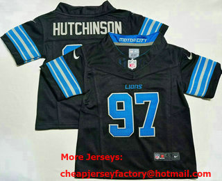 Toddler Detroit Lions #97 Aidan Hutchinson Limited Black FUSE Vapor Jersey