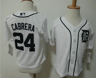 Toddler Detroit Tigers #24 Miguel Cabrera White Home MLB Baseball Jersey