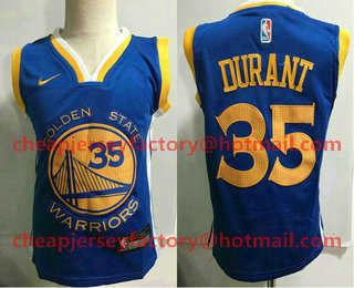 Toddler Golden State Warriors #35 Kevin Durant Blue Nike Swingman Stitched NBA Jersey