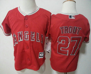 Toddler LA Angels of Anaheim #27 Mike Trout Red MLB Baseball Jersey
