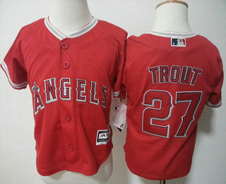 Toddler Los Angeles Angels of Anaheim #27 Mike Trout Red MLB Baseball Jersey