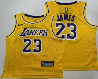 Toddler Los Angeles Lakers #23 LeBron James Yellow Swingman Jersey