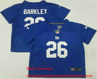 Toddler New York Giants #26 Saquon Barkley Limited Blue Vapor Stitched Jersey