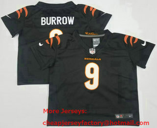 Toddlers Cincinnati Bengals #9 Joe Burrow NEW Black 2021 Vapor Untouchable Stitched NFL Nike Limited Jersey