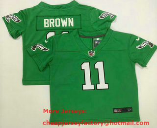 Toddlers Philadelphia Eagles #11 AJ Brown Green 2023 Vapor Limited Throwback Jersey