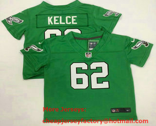 Toddlers Philadelphia Eagles #62 Jason Kelce Green 2023 Vapor Limited Throwback Jersey
